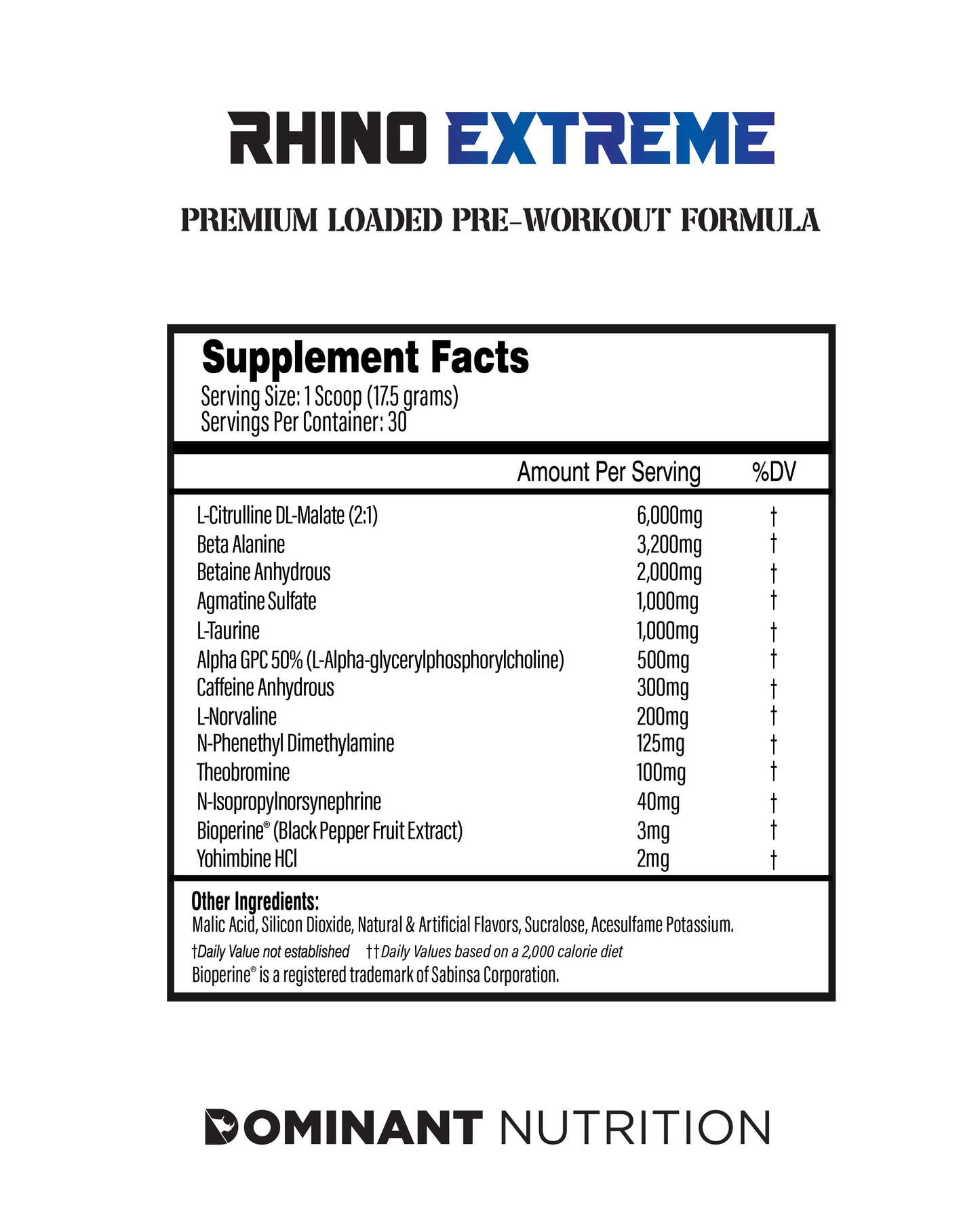Rhino Extreme Pre-Workout Strawberry Flavor
